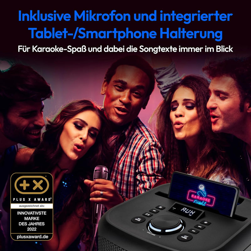 MEDION S61991 Partylautsprecher mit Bluetooth (Partysoundsystem inklusive Mikrofon, Party Box, tragb