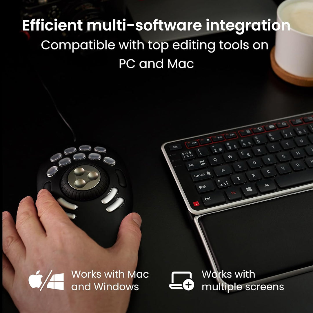 Contour Multimedia Controller PRO v2 | Ergonomisches Jog Wheel für Video/Musik/Bildbearbeitung | USB