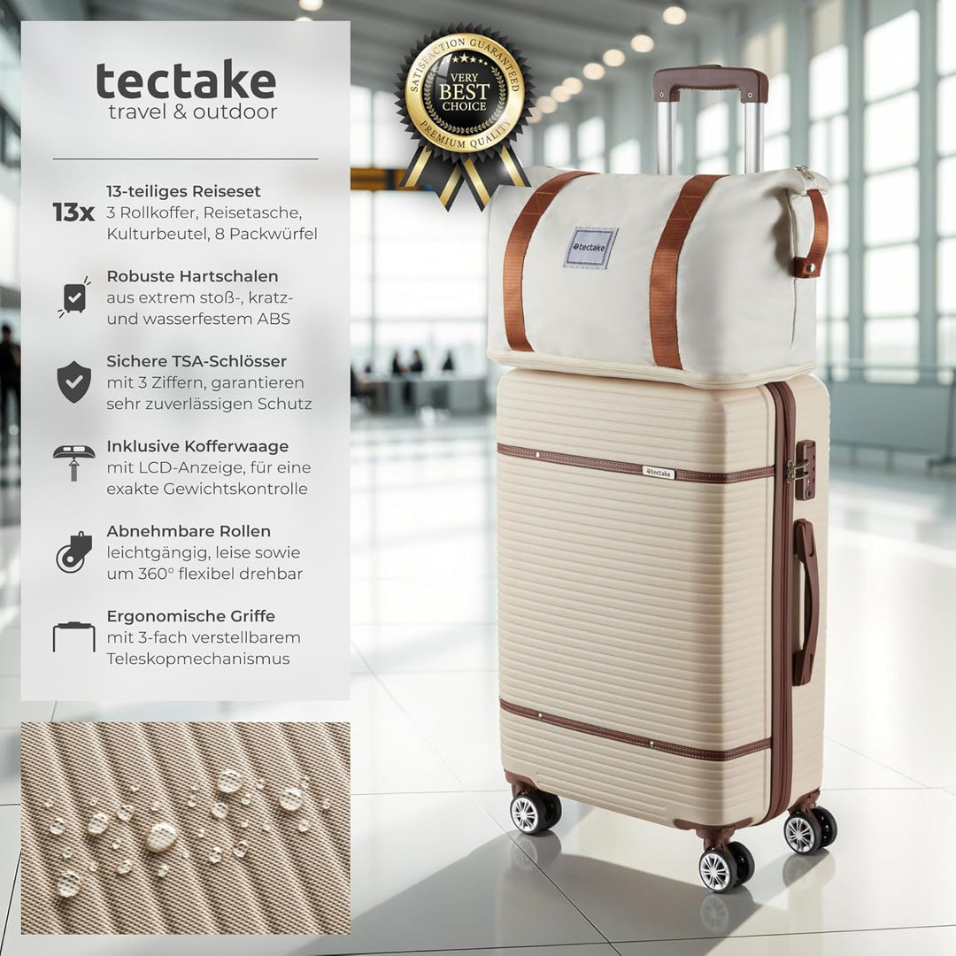 tectake® 13-TLG. Koffer Set mit Reisetasche, Koffer & Trolleys, Reisekoffer mit Rollen, Kofferset mi