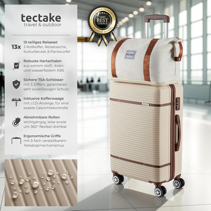 tectake® 13-TLG. Koffer Set mit Reisetasche, Koffer & Trolleys, Reisekoffer mit Rollen, Kofferset mi