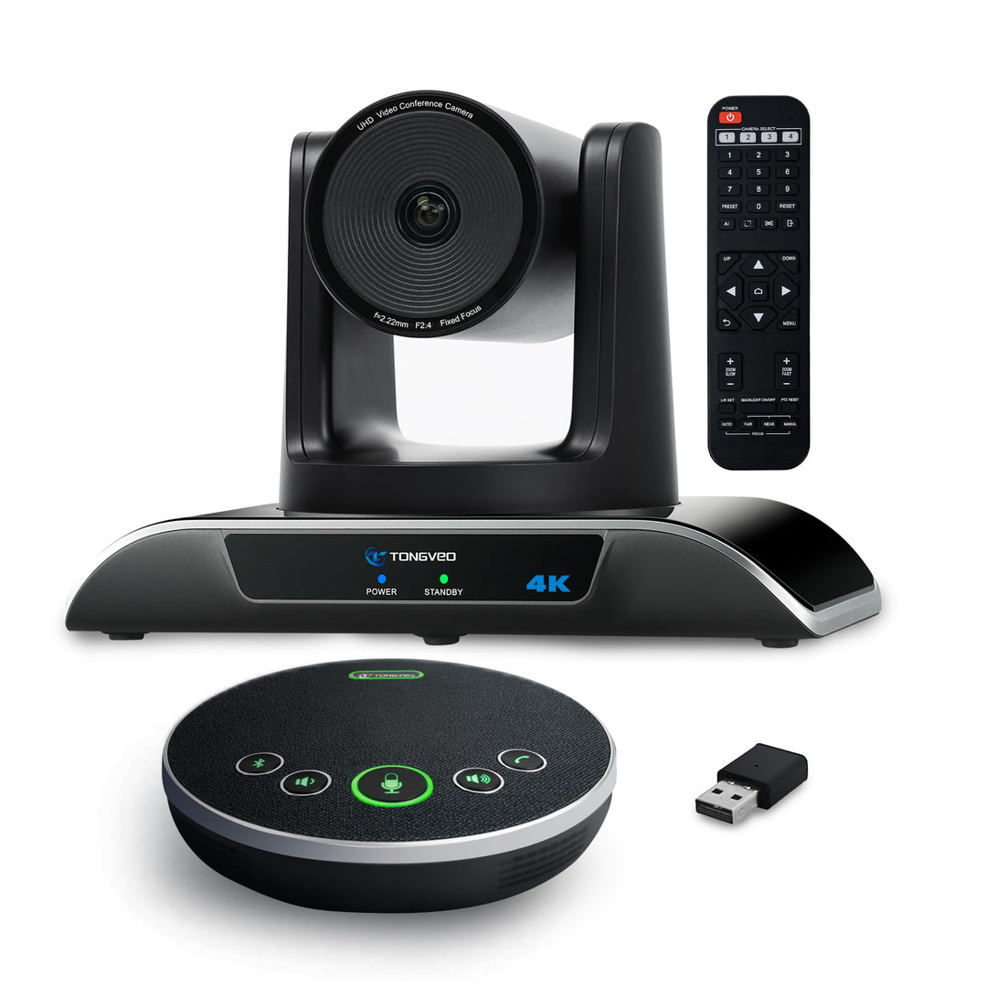 TONGVEO 4K AI Auto-Tracking 5X Digitalzoom USB3.0 124° Weitwinkel PTZ-Kamera und Freisprecheinrichtu