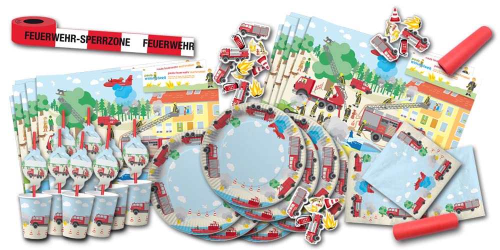 Kindergeburtstag Feuerwehr Partygeschirr & Tischdeko Set Geburtstag Partygeschirr & Tischdeko Set, G