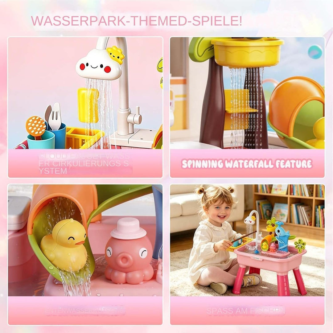 Sand- Und Wasserspieltisch, 54 X 29 X 53 cm, Outdoor-Aktivitäts-Wassertisch, Drehbarer Wasserhahn, K