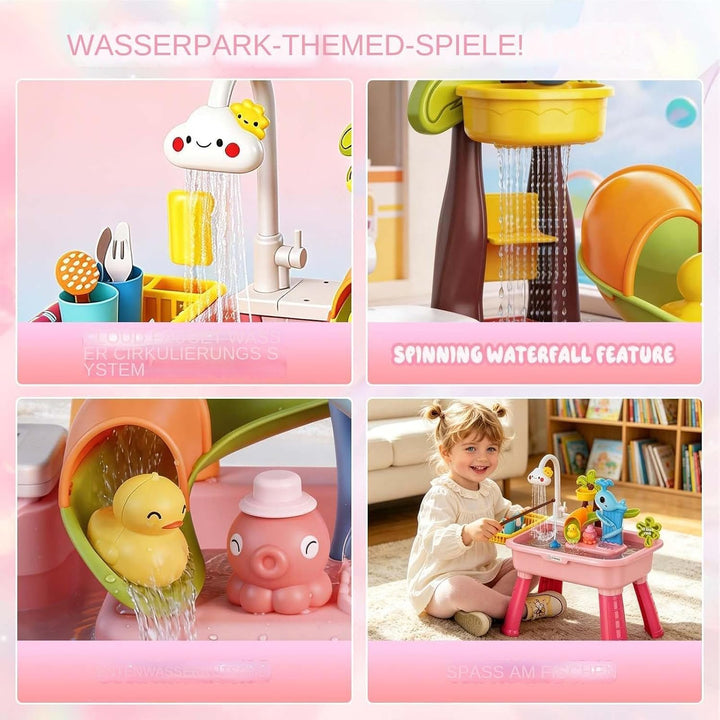Sand- Und Wasserspieltisch, 54 X 29 X 53 cm, Outdoor-Aktivitäts-Wassertisch, Drehbarer Wasserhahn, K