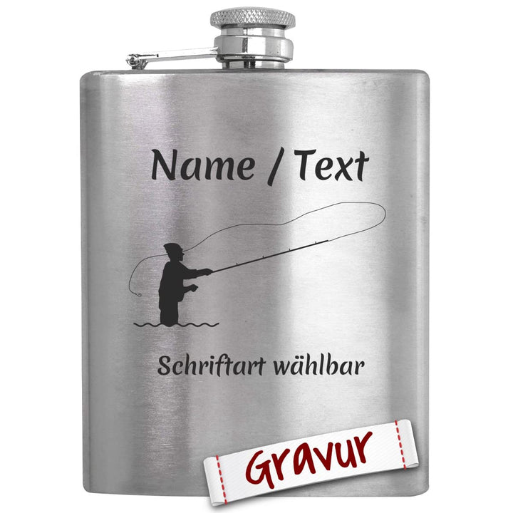 Angeln Geschenk Flachmann mit Gravur personalisiert, Angler Geschenke für Männer, Geschenkidee Herre