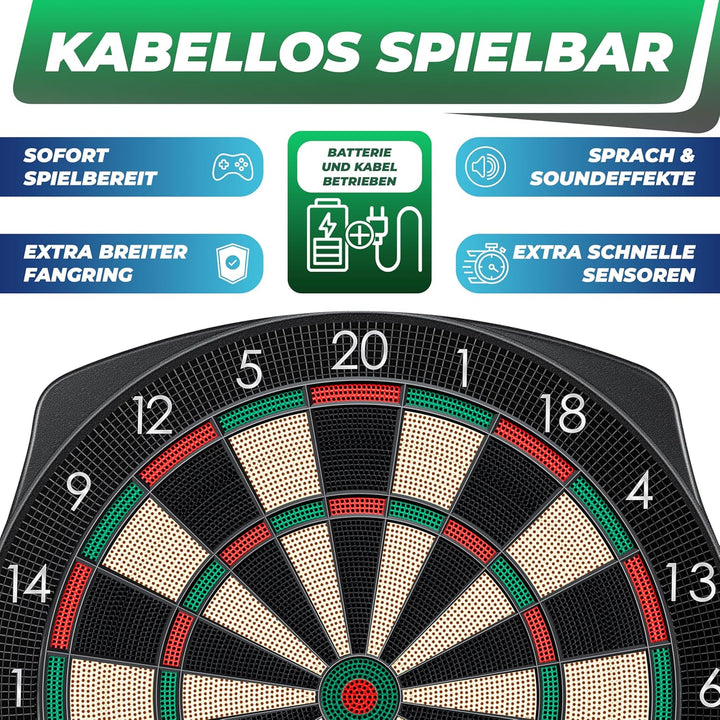 KESSER® Elektronische Dartscheibe Profi Set - E Dartboard mit 15 Dartpfeile + 35 Pro Flights 100 Pfe