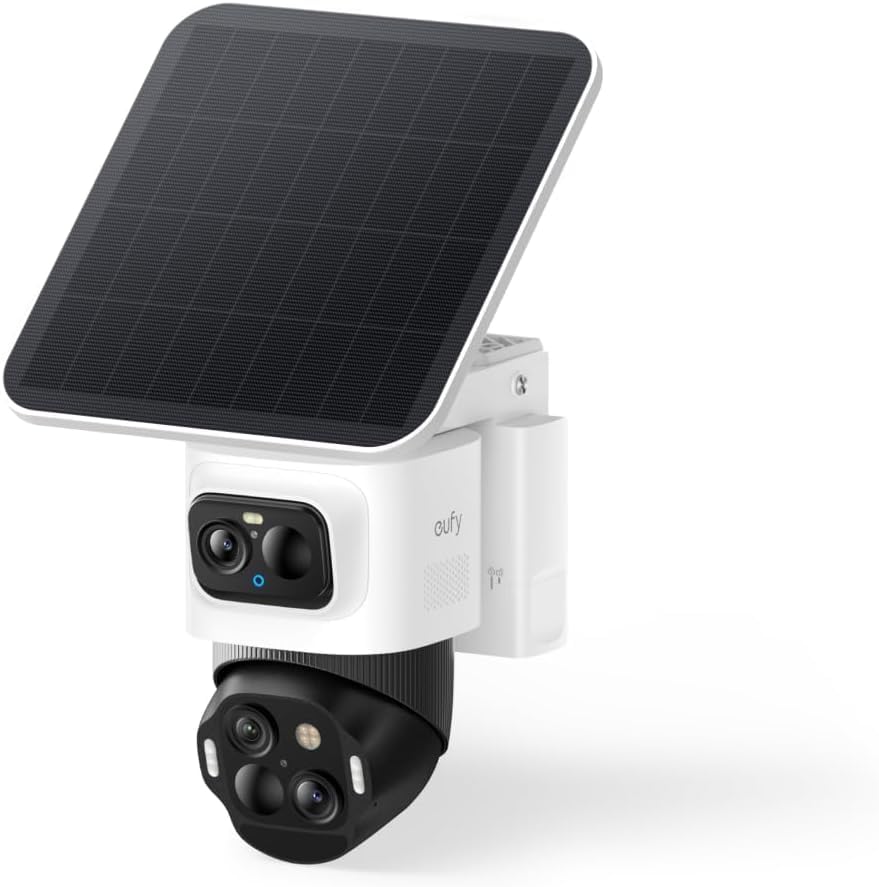 eufy Security eufyCam S4, kabellose Solar‑Outdoor‑Überwachungskamera, 3‑Linsen Bullet‑PTZ‑Kamera, 4K
