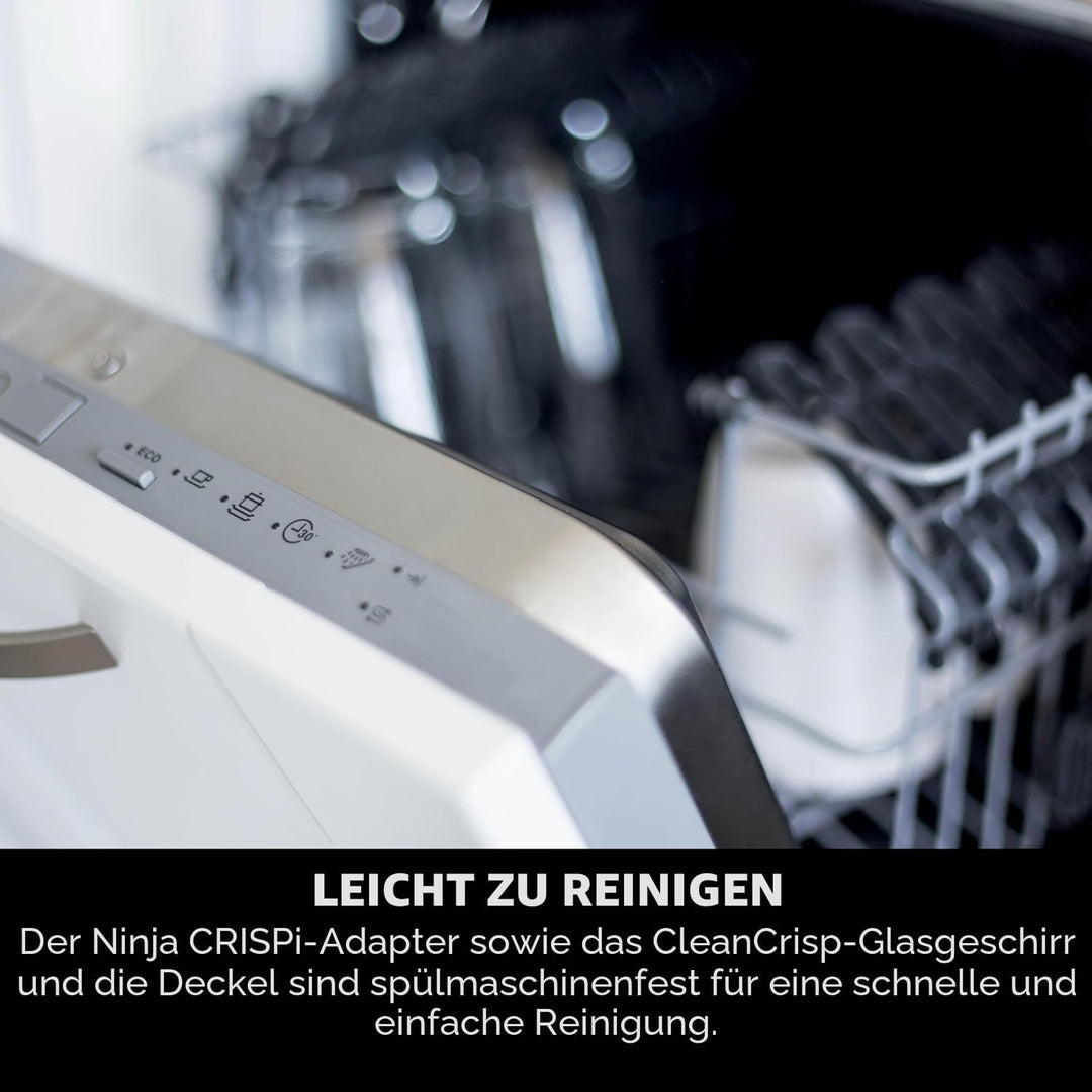 Ninja CRISPi Tragbare Luftfritteuse: Air Fry, Braten, Warmhalten, Recrisp, 2 x abnehmbare Glasbehält
