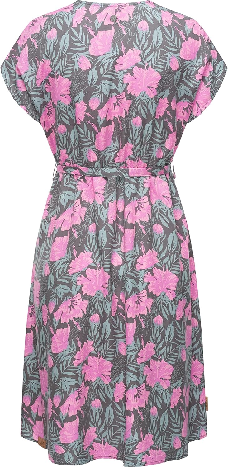 Ragwear Damen Kleid Midi Sommerkleid Selyma Organic XS-XXL XL Grau, XL Grau