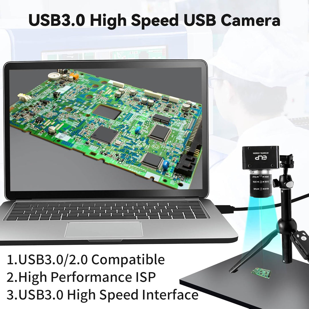 ELP 20MP USB 3.0 Industriekamera,4K UHD 3840P hohe Auflösung mit 3,6–10 mm 3-Fach manuellem Varioobj