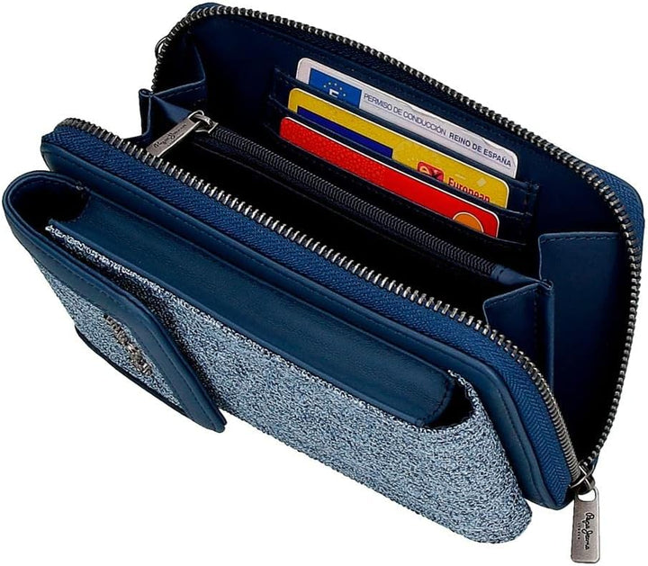 Pepe Jeans Maddie Umhängetasche Handyhalter Blau 11x17,5x2,5 cm Polyester mit Kunstlederdetails Blau
