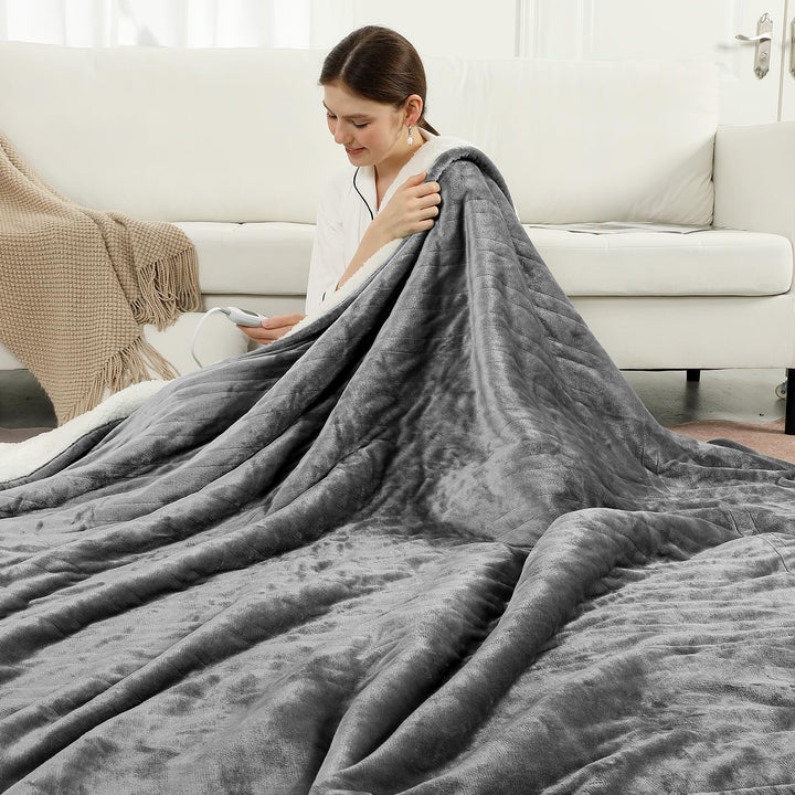 ESTINGO Heizdecke XXL 200x150cm, Elektrische Wärmedecke für Doppelbett, 6 Heizstufen, 10h Timer, Abs