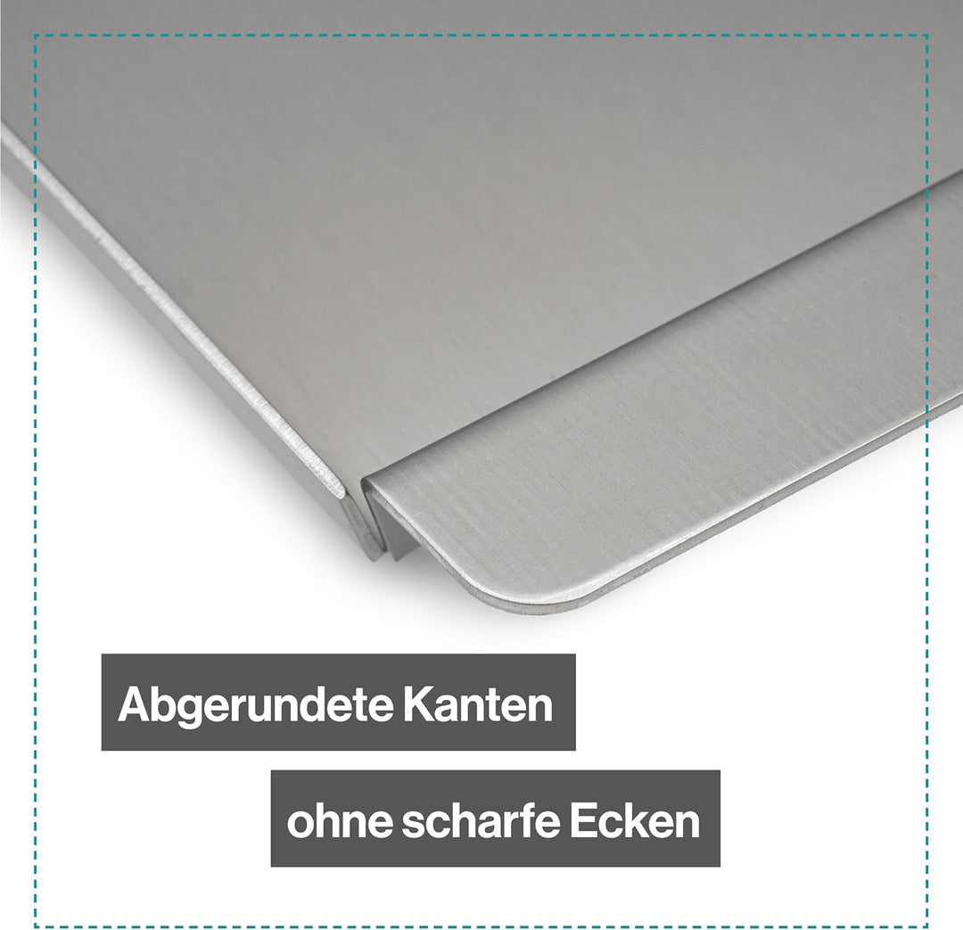 Serviertablett Edelstahl Rechteckig - Für Speisen, Snacks, Kaffee & Kuche - Tablett mit Griffen - Au