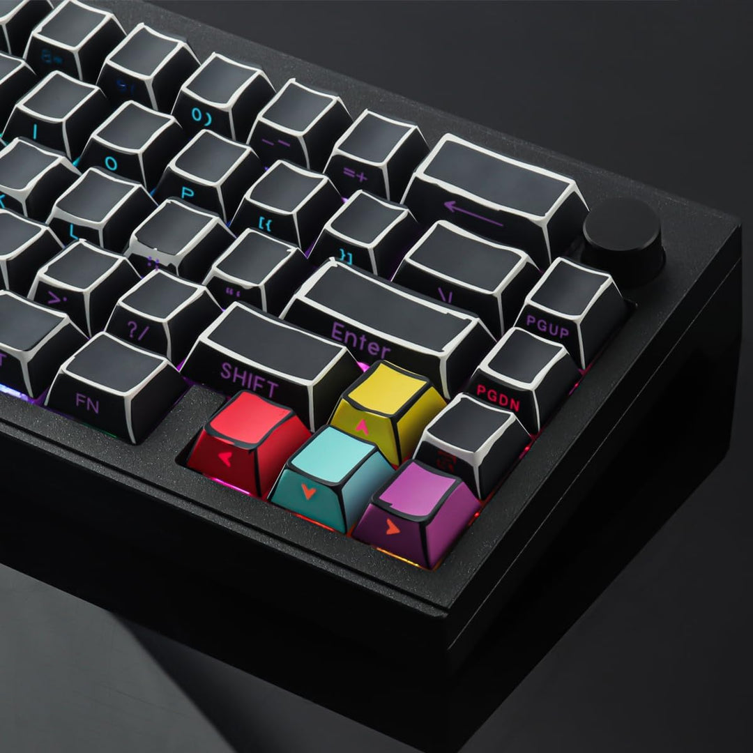 Sunzit PBT Custom Keycaps 128 Tasten Cherry Profil Dye-Sub Sketch Schwarz Tastenkappen Set Durchschi