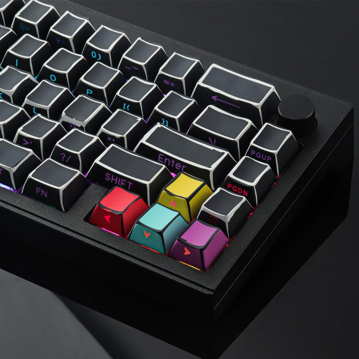 Sunzit PBT Custom Keycaps 128 Tasten Cherry Profil Dye-Sub Sketch Schwarz Tastenkappen Set Durchschi