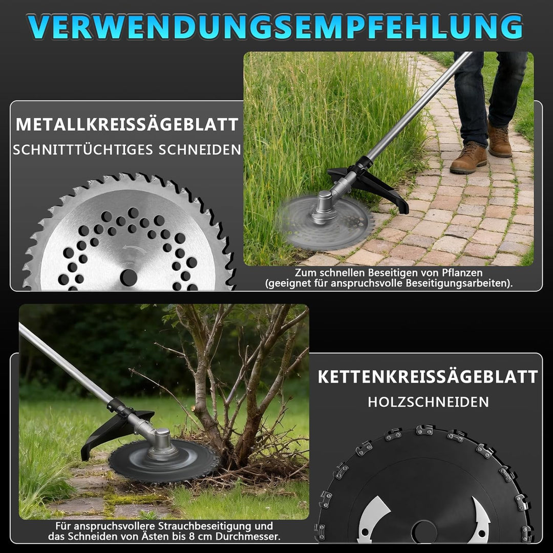 7-IN-1 1380W Akku Rasentrimmer mit 2 x 4Ah Akkus und Ladegerät | 18800 U/min Bürstenloser Akku Freis