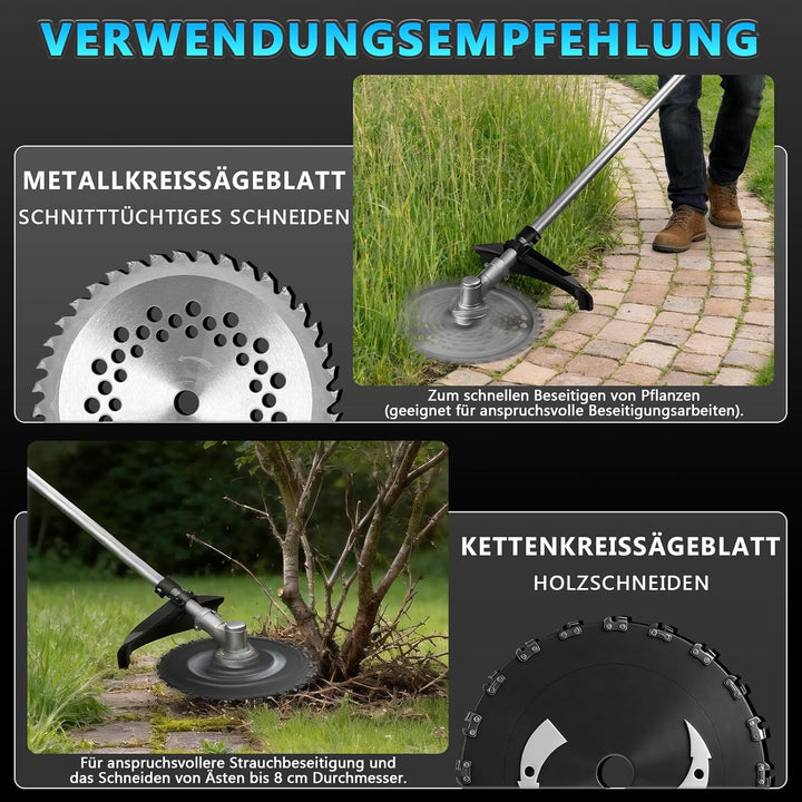 7-IN-1 1380W Akku Rasentrimmer mit 2 x 4Ah Akkus und Ladegerät | 18800 U/min Bürstenloser Akku Freis