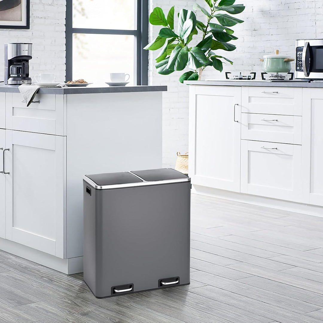 SVITA TM2X30 Treteimer 60 Liter Abfalleimer Mülleimer Design Mülltrennung Papierkorb Küchen-Ordnung