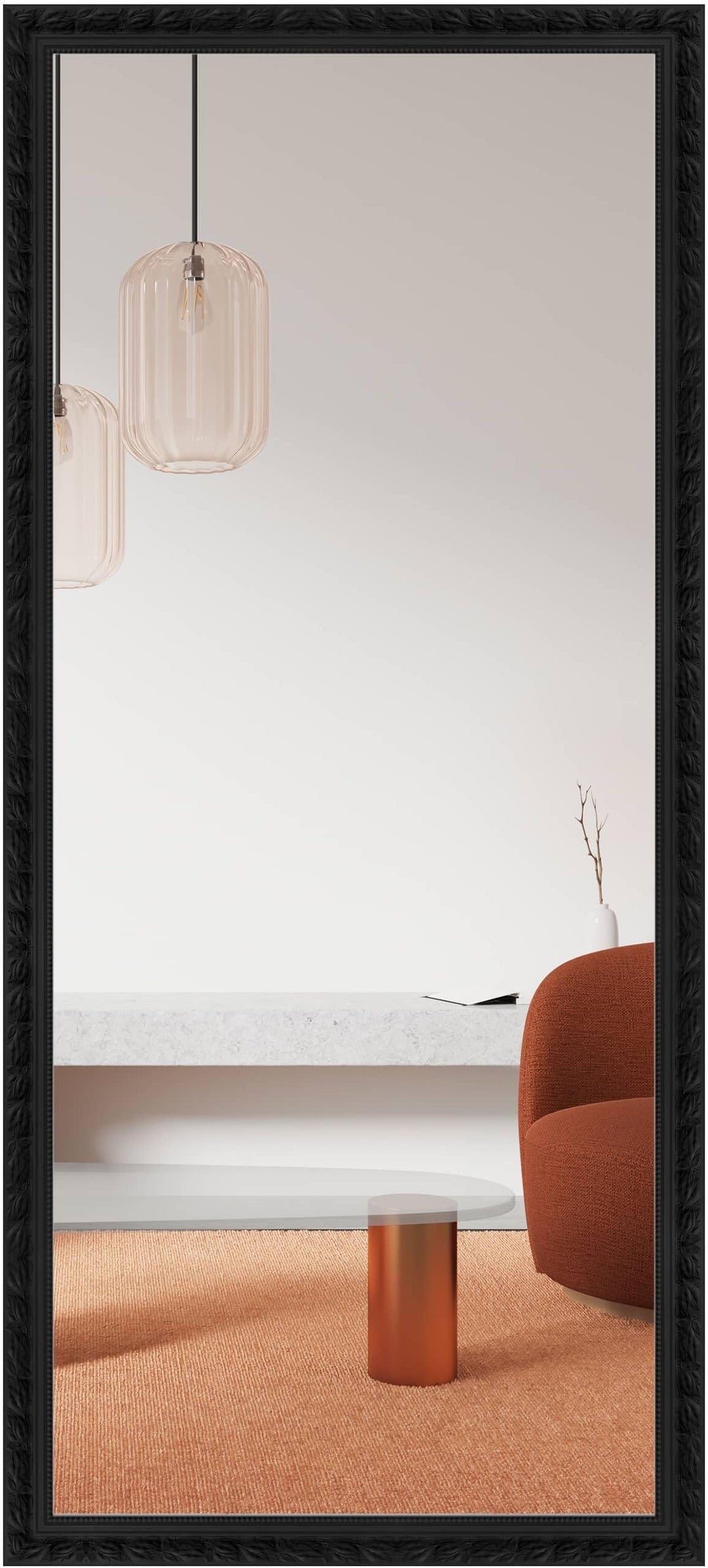Wandspiegel, 70 x 170 cm, Holz, Schwarz, Ganzkörperspiegel für alle Wohnbereiche, Hoch- & Querformat