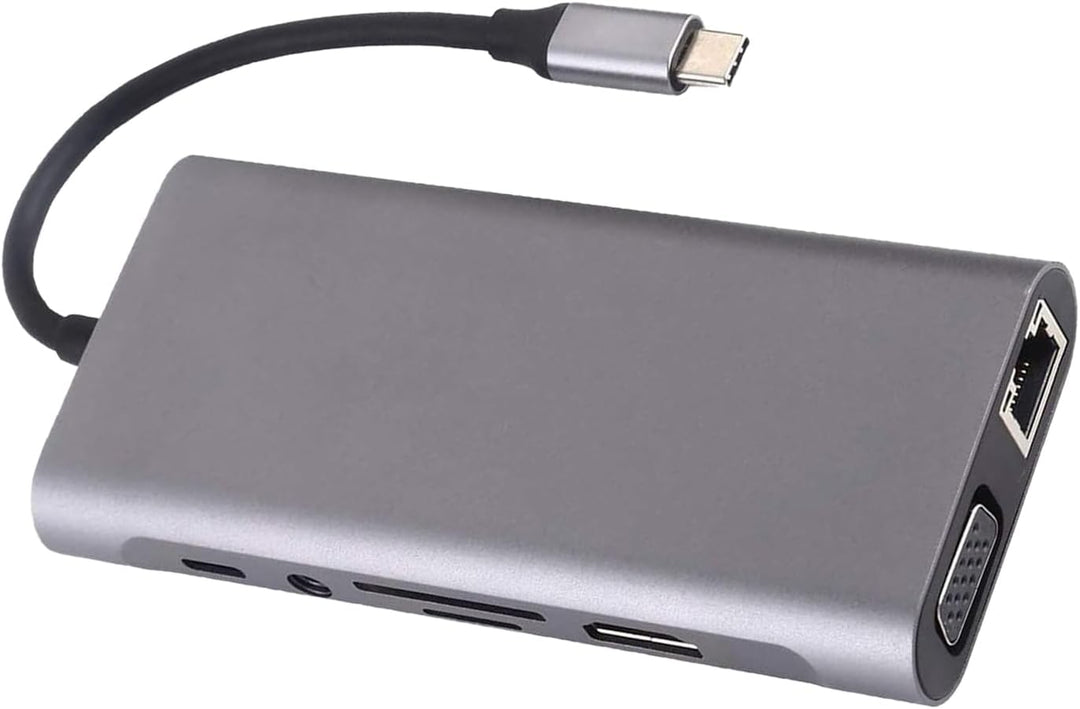 USB C HUB, Docking Station, 11-in-1 USB C Adapter mit 4K-HDMI, VGA, USB 3.0 Port, Type C PD, Etherne