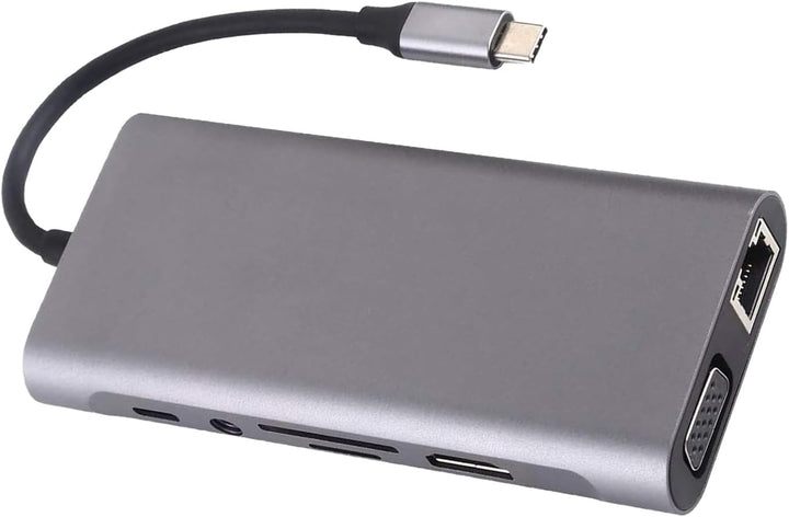 USB C HUB, Docking Station, 11-in-1 USB C Adapter mit 4K-HDMI, VGA, USB 3.0 Port, Type C PD, Etherne