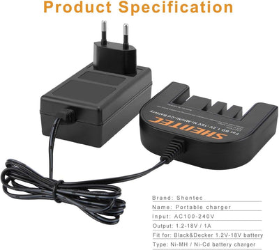 Shentec 12V 3500mAh NI-MH Ladegerät Ersatz für 12V Black und Decker Akku A12 HPB12 A12E A12-XJ A12EX