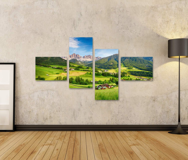 Bild Bilder auf Leinwand Dolomiten Alpen Berg Val di Funes Wandbild, Poster, Leinwandbild PRS 150x80