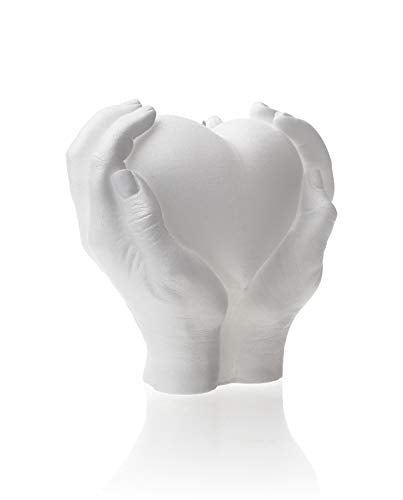 Candellana Kerze Hand Love Edition | Höhe: 16 cm | Weiss | Handgefertigt in der EU, 15.2 x 15.2 x 15