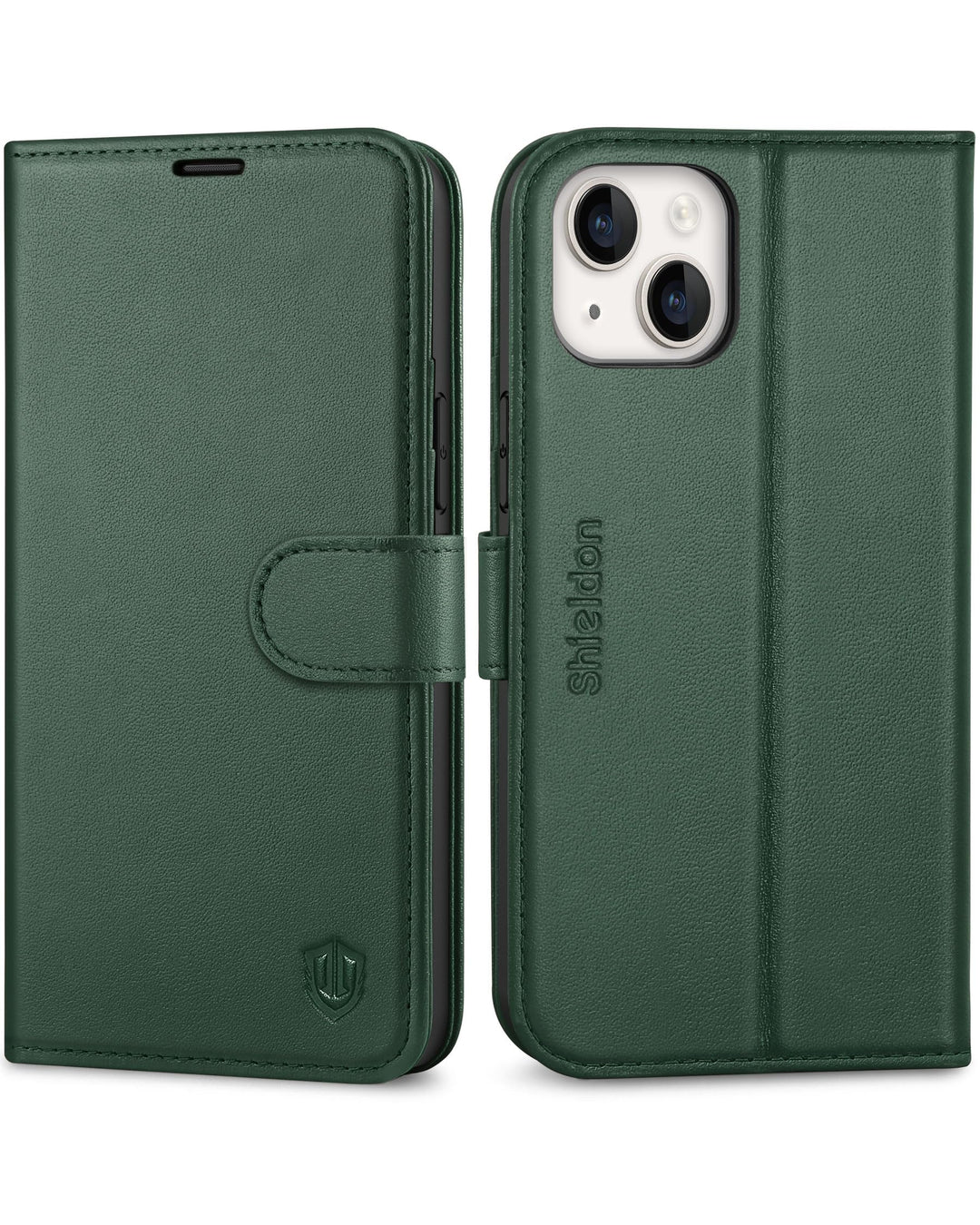 SHIELDON Hülle für iPhone 14 Plus, Handyhülle [Echtleder] [Kartenfach] [Standfunktion] [Magnetversch
