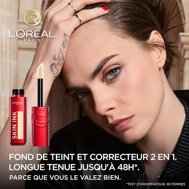 L'Oreal Paris Infaillible Skin Ink, Foundcealer, Deckend wie eine Foundation, Leicht wie ein Conceal
