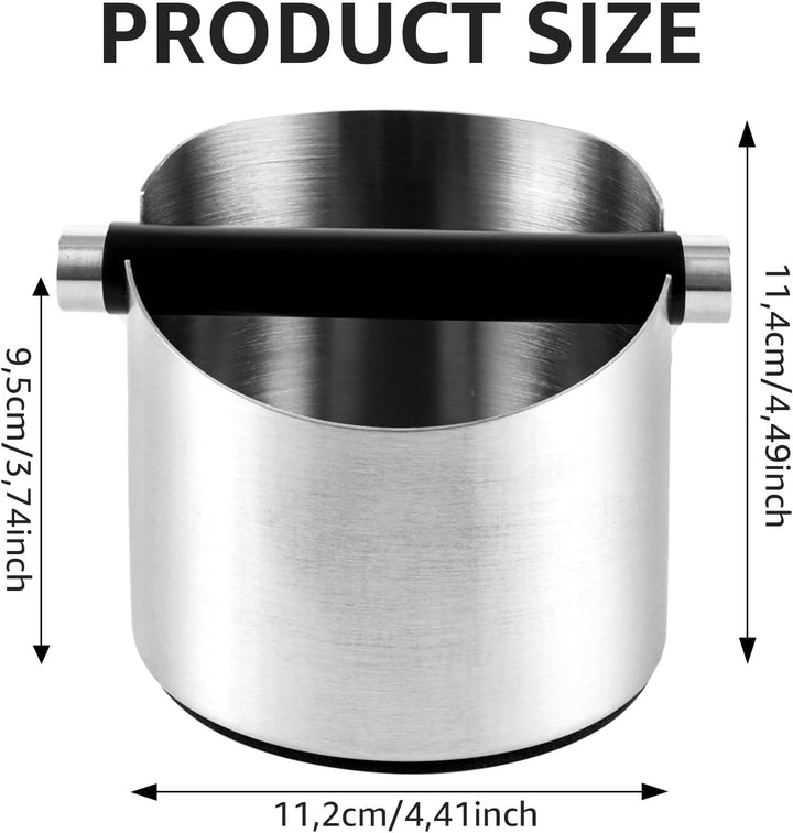 APACALI 1 Stück Abklopfbehälter für Siebträger Edelstahl, 11x11cm Siebträger Abklopfbehälter, Knock
