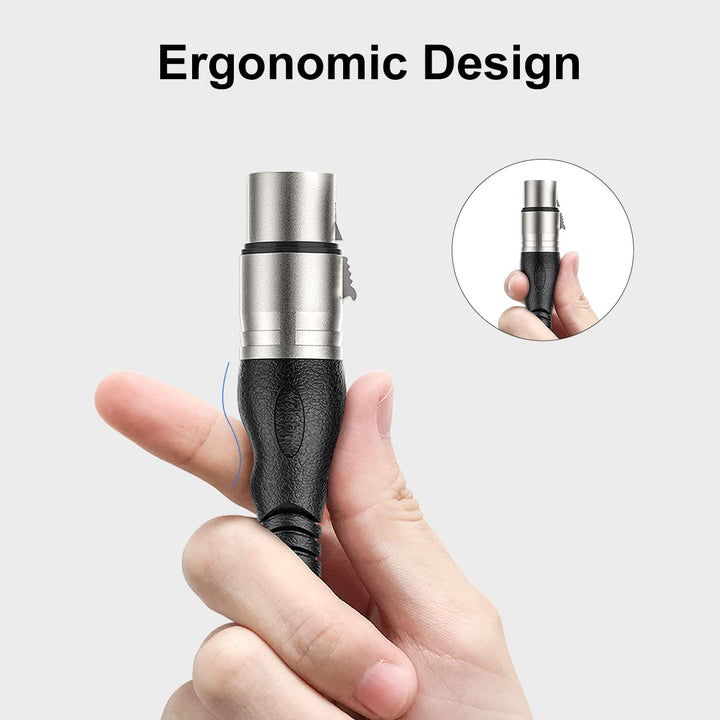 NUOSIYA XLR Kabel,Mikrofonkabel Einrastmechanik &amp; Knickschutz Nylonmantel, 3-Pin XLR Stecker auf Buc