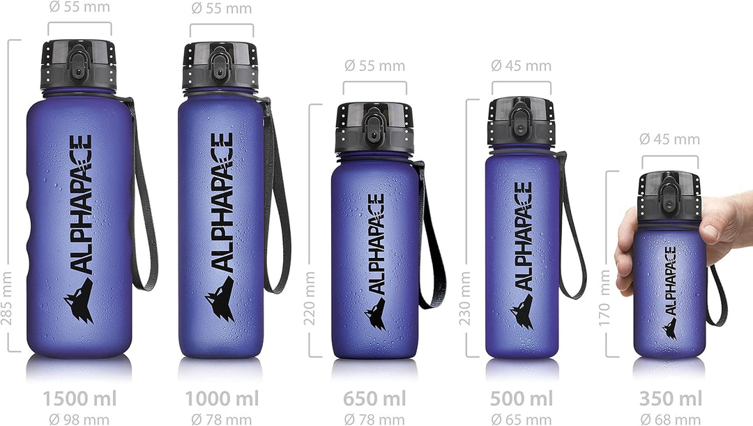 ALPHAPACE Trinkflasche 350ml/500ml/650ml/1000ml/1500ml, auslaufsicher, BPA-frei, für Sport, Radfahre