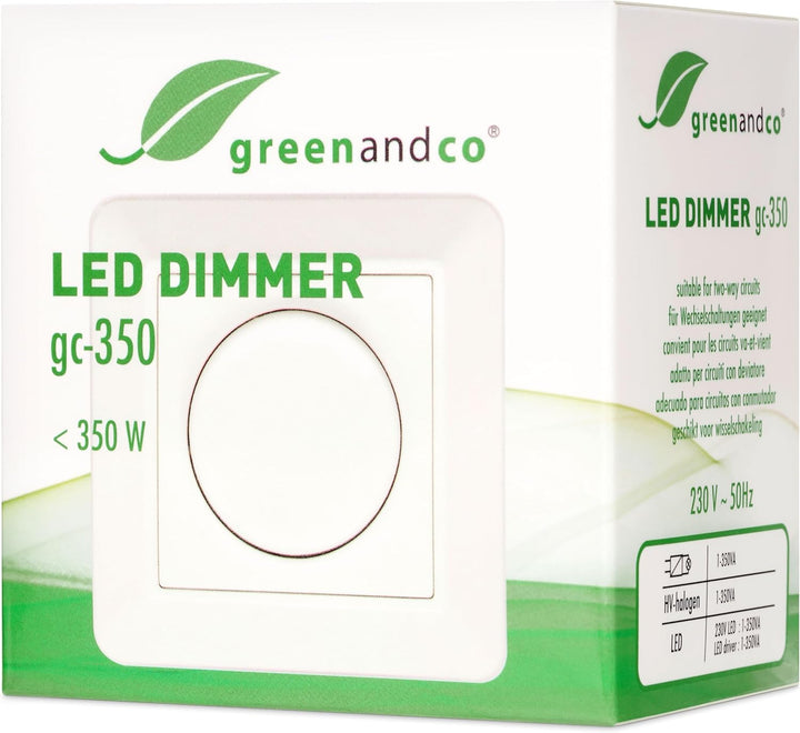 2x greenandco® gc-350 Unterputz LED und Halogen Dimmer 1-350 Watt, für Wechselschaltungen geeignet,