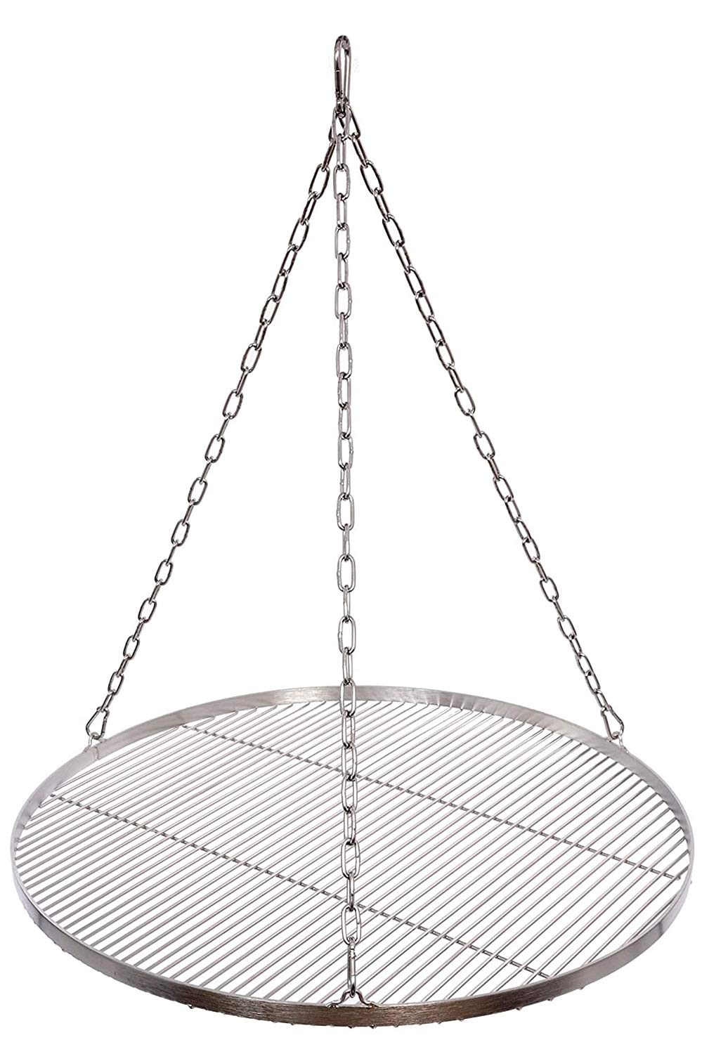 Grillrost Ø 70 cm mit Kette Edelstahl 4 mm Grillstabdicke Stababstand 10 mm für Schwenkgrill BBQ Dre