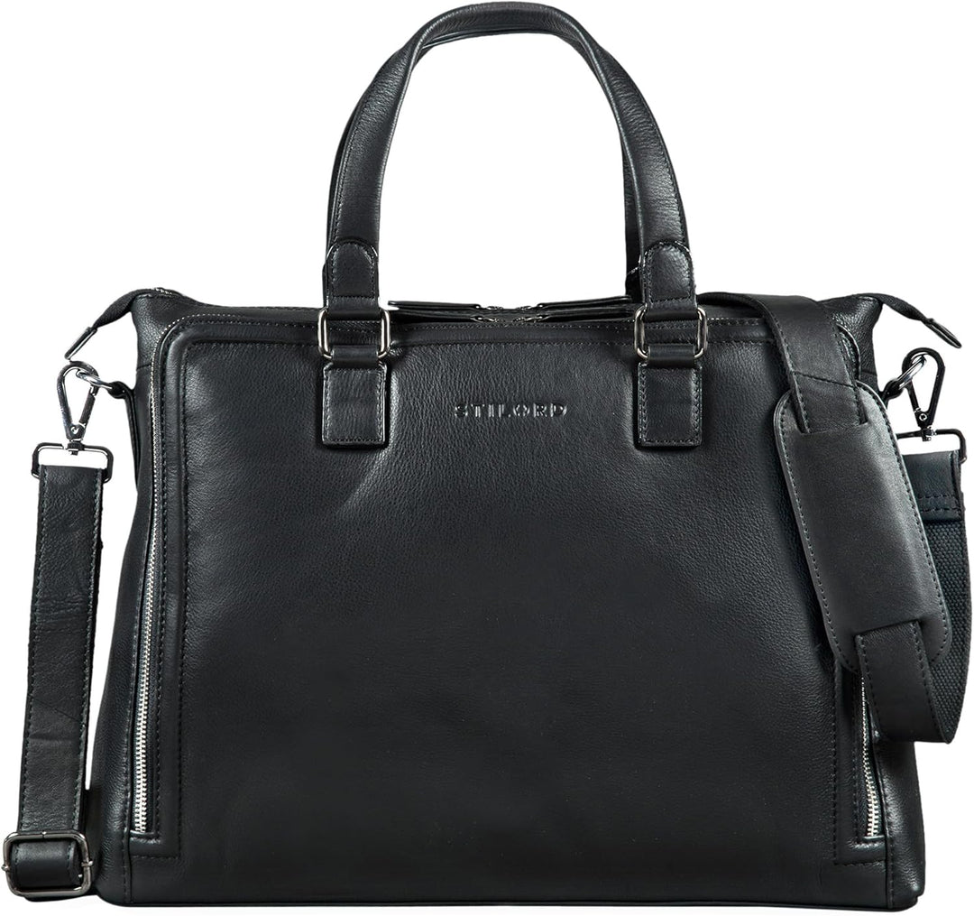 STILORD 'Claire' Businesstasche Damen Leder 15 Zoll Laptoptasche DIN A4 Aktentasche Umhängetasche un