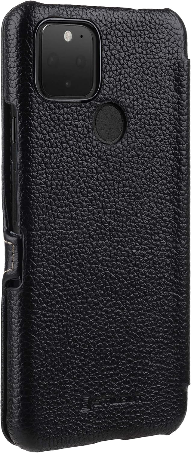STILGUT Book Case kompatibel mit Google Pixel 4a 5G Hülle aus Leder mit Clip-Verschluss, Lederhülle,
