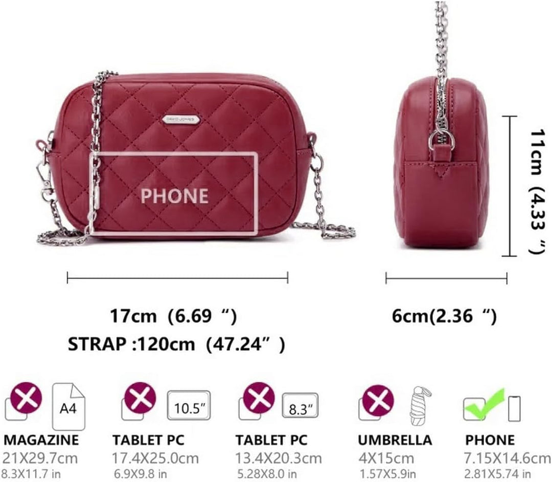 David Jones - Dämen Kleine Umhängetasche - Frau Mini Handtasche PU Leder - Handy Tasche Multi Tasche