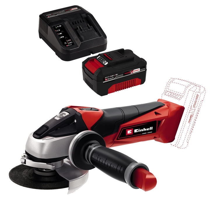 Einhell Akku-Winkelschleifer TE-AG 18/115 Li Power X-Change (Li-Ion, 8.500 min-1, Wiederanlauf-, Übe