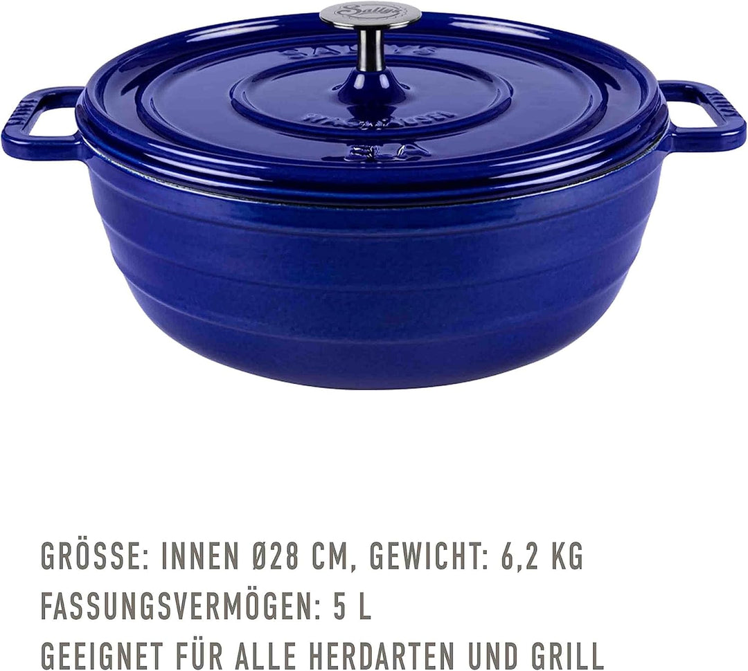 Sallys 'Ela' Deluxe Gusseisentopf - Robustes und Hochwertiges Kochjuwel für Perfektes Garen (Royal B