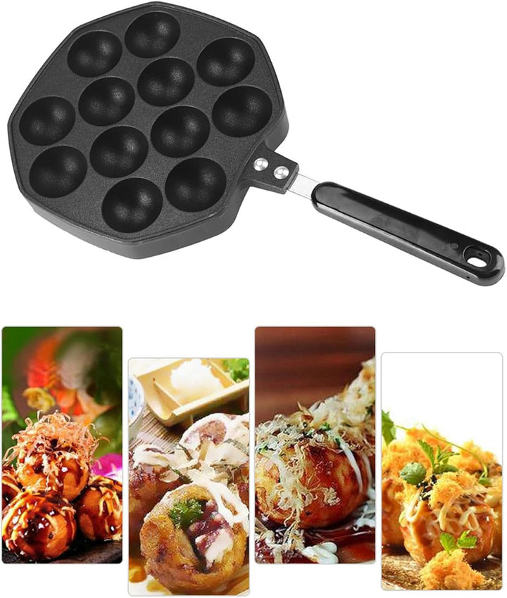 Takoyaki Grillpfanne 12 Löcher Takoyaki Pfanne Aluminium Antihaft Takoyaki Maker Octopus Pellets Pla