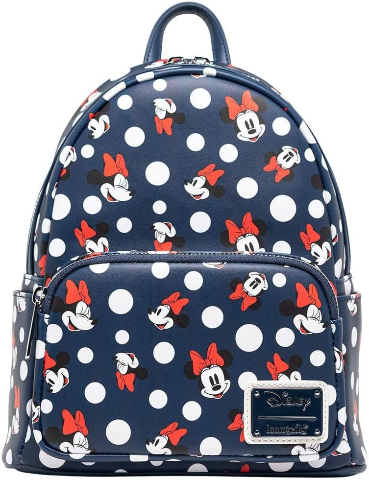 Loungefly Women's Disney Minnie Mouse Polka Dot Blue Double Strap Shoulder Bag Purse