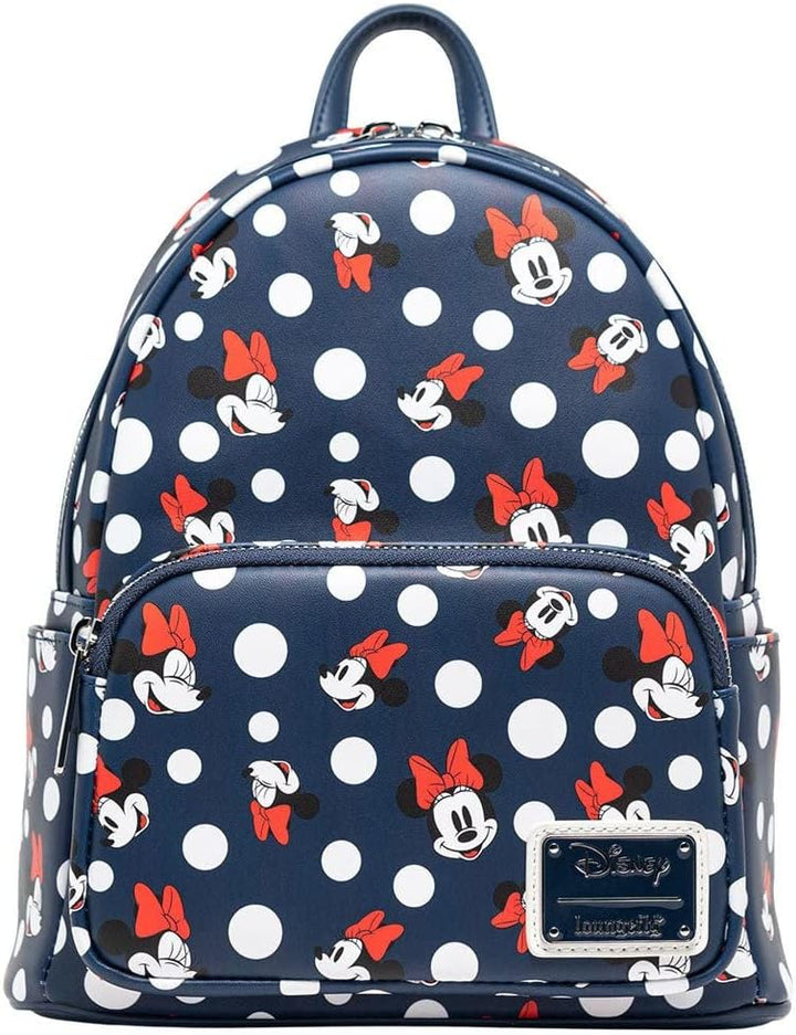 Loungefly Women's Disney Minnie Mouse Polka Dot Blue Double Strap Shoulder Bag Purse