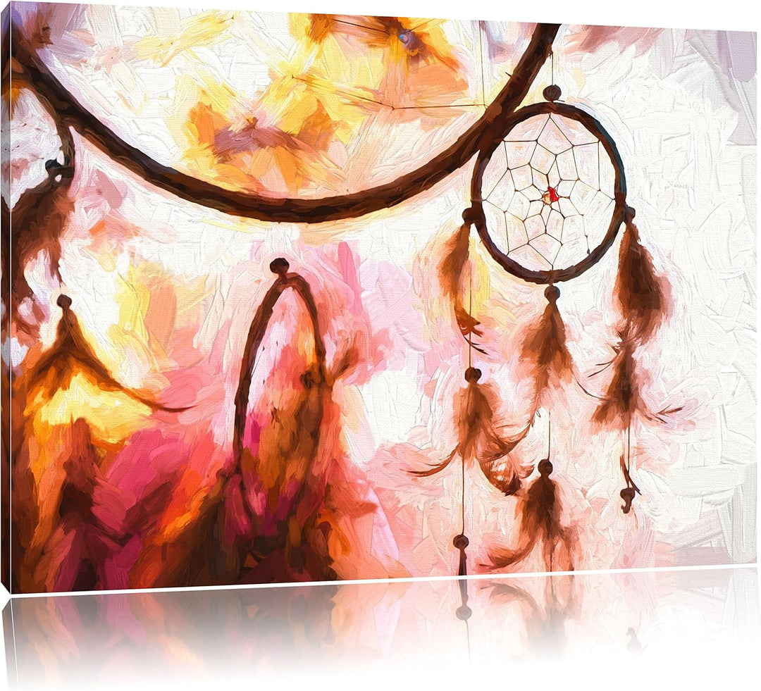 Pixxprint Traumfänger bei Sonnenuntergang als Leinwandbild/Grösse: 100x70 cm/Wandbild/Kunstdruck/fer