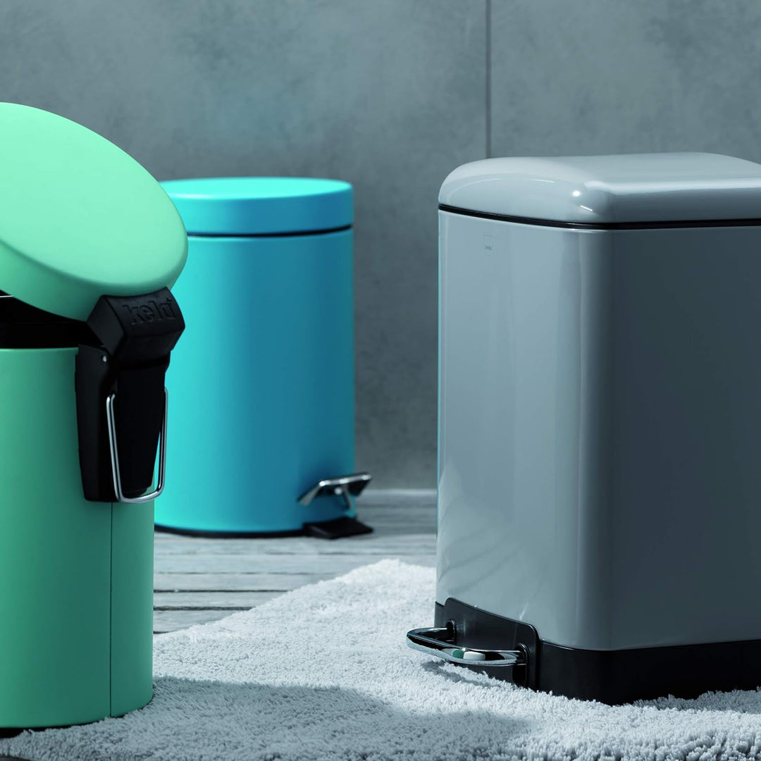 KELA 22997, Kosmetikeimer 6 l, Silent-Close, Edelstahl pulverbeschichtet, Davino, Hellgrau, Hellgrau