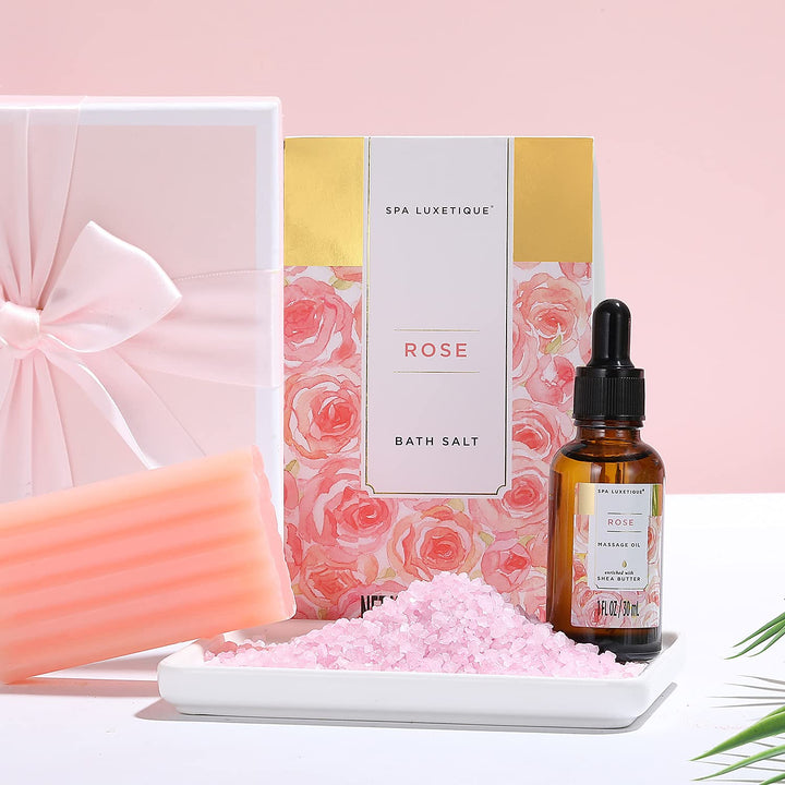 Geschenkkorb für Frauen, SPA LUXETIQUE 12tlg Rosenduft Bade Geschenkset, Valentinstag Geschenke für