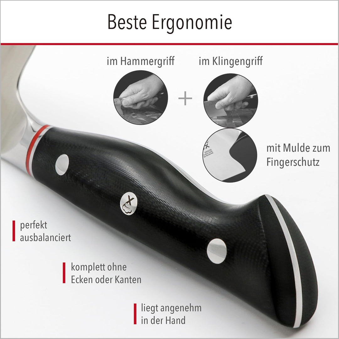 culilux® Kobe N63 Kochmesser 24 cm extrem scharfes Profi Küchenmesser aus schwedischem 14C28N Edelst