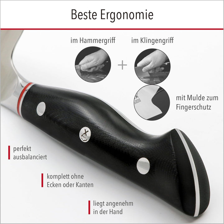 culilux® Kobe N63 Kochmesser 24 cm extrem scharfes Profi Küchenmesser aus schwedischem 14C28N Edelst