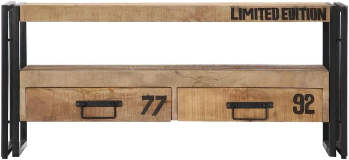 vidaXL Mangoholz Massiv TV Schrank mit 2 Schubladen 1 Fach TV Board Möbel Lowboard Fernsehschrank Fe