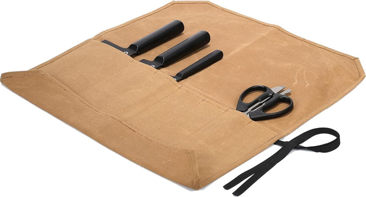 Professionelle Kochmesserrolle, Aufbewahrungstasche für Küchenmesser, gewachstes Segeltuch, Mehrzwec